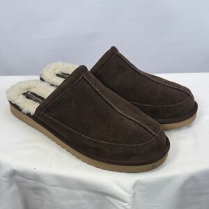 Koolaburra by UGG Borden Dark Brown Men's Slippers Leather Shearling Size 14
